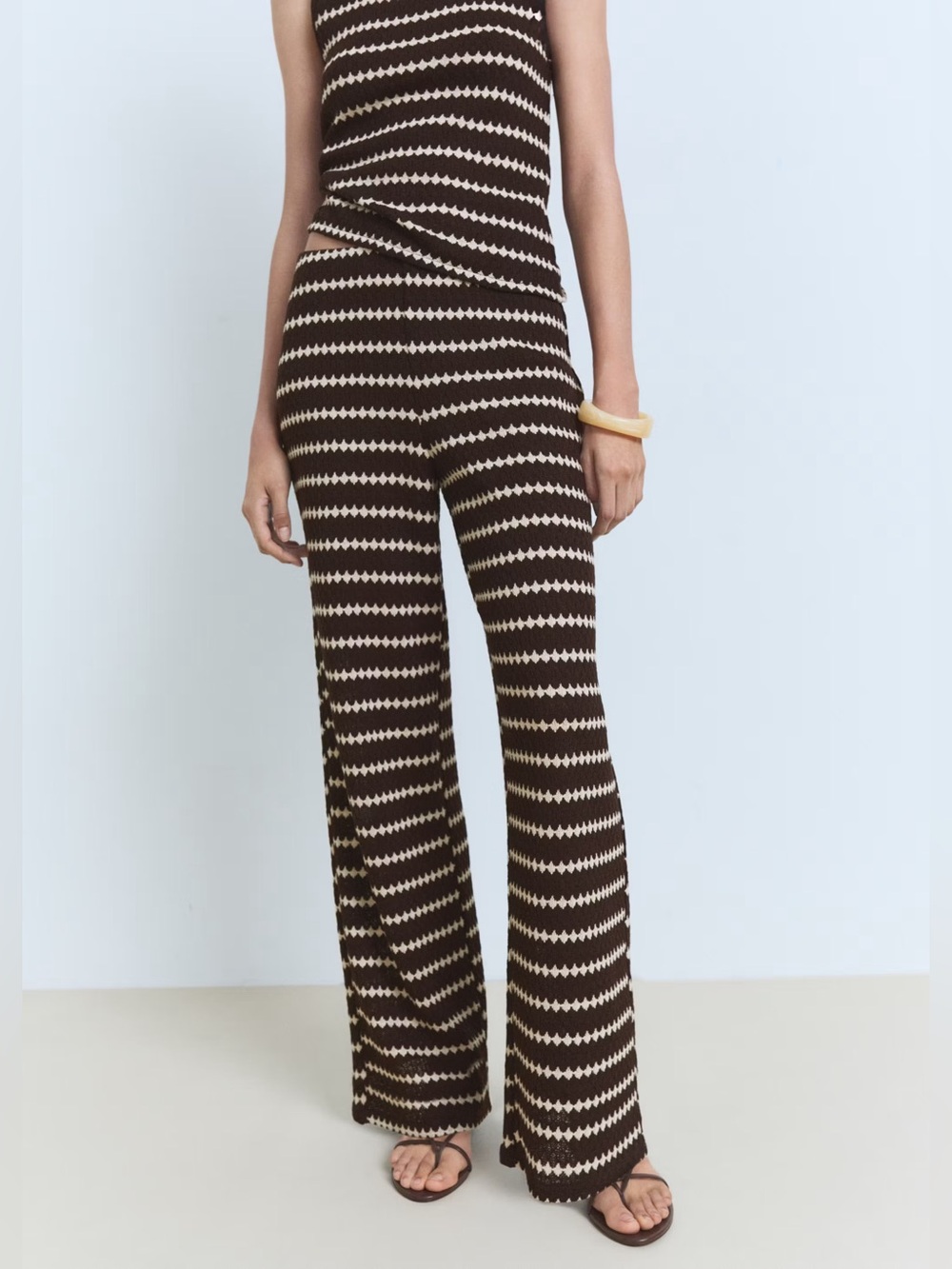 Mango Knit Pants with Geometric Trim